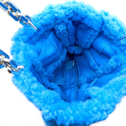 Bottega Veneta Fur Purse with Chain Shearling/Lambskin Blue
