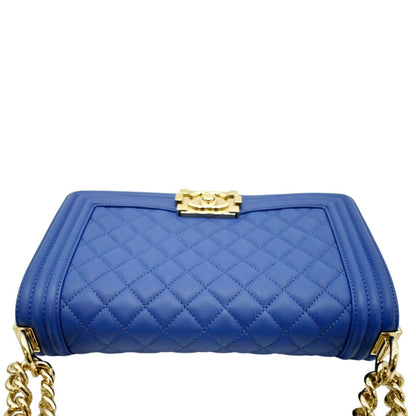 CHANEL Medium Boy Flap Quilted Leather Crossbody Bag Blue