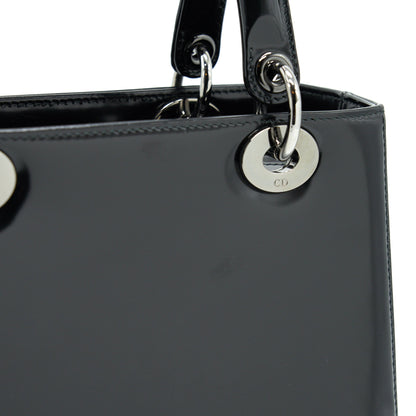 CHRISTIAN DIOR MEDIUM LADY DIOR CALFSKIN IN BLACK BHW