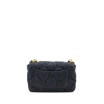 Chanel Flap Shoulder Bag with Giant Chain Denim Dark Blue Brushed GHW (Microchip)