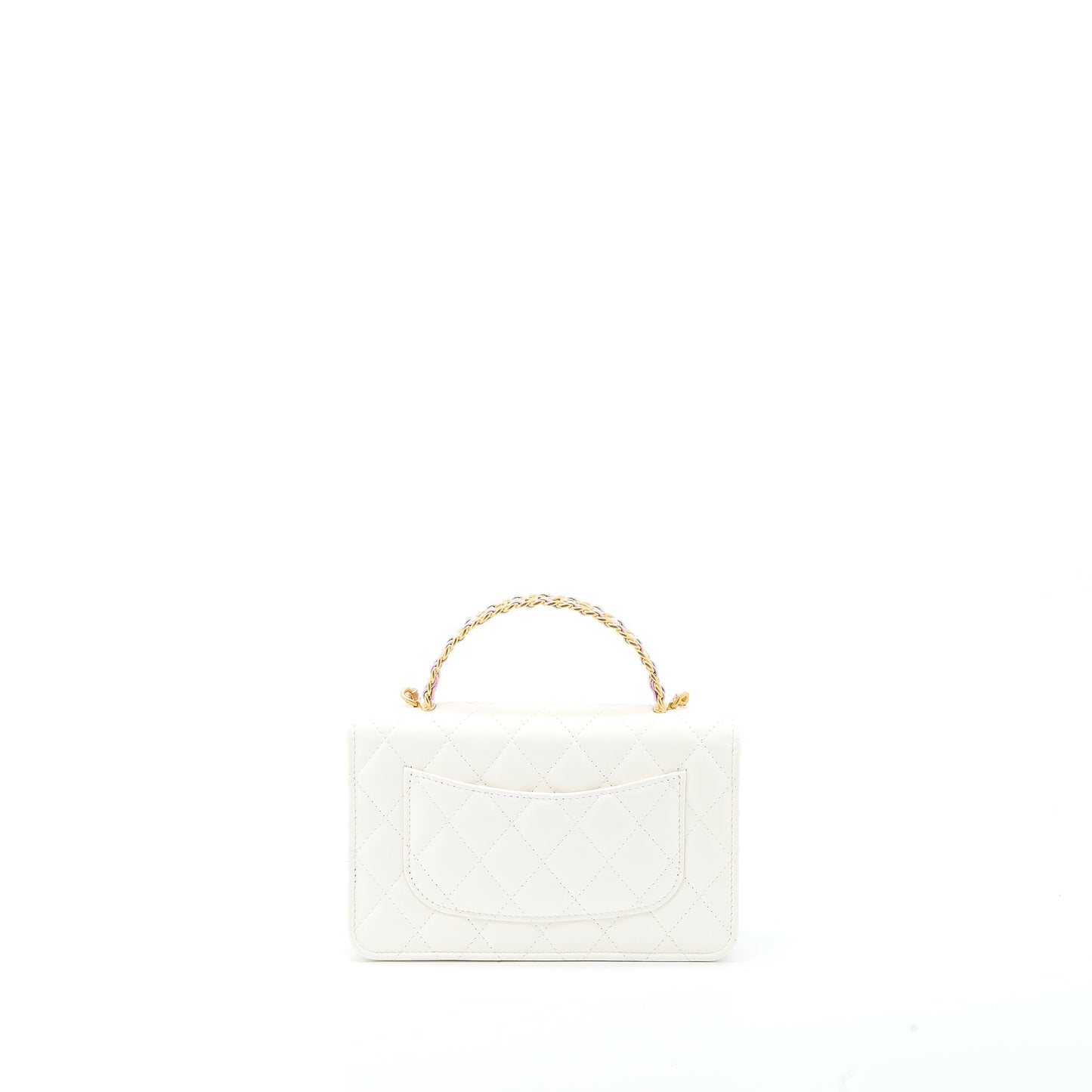 Chanel 23P Top Handle Wallet on Chain Calfskin White/Multicolour Brushed GHW (Microchip)