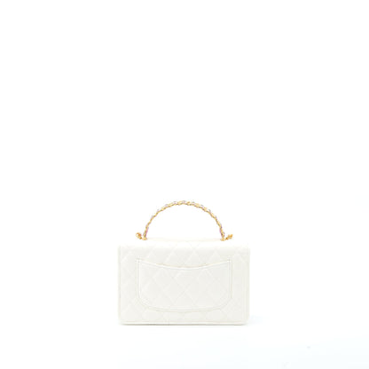 Chanel 23P Top Handle Wallet on Chain Calfskin White/Multicolour Brushed GHW (Microchip)