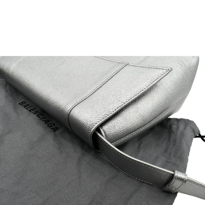 BALENCIAGA Treize Leather Shoulder Bag Metallic Silver