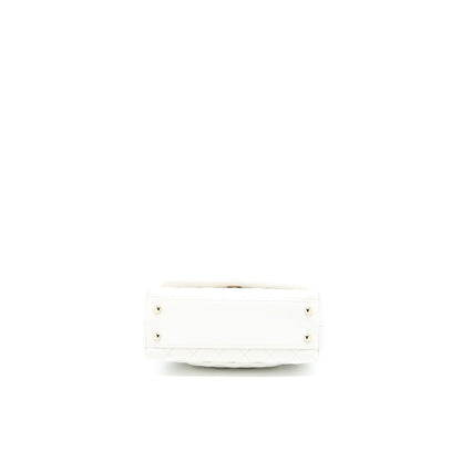 Chanel Small Coco Handle Caviar White LGHW (Microchip)