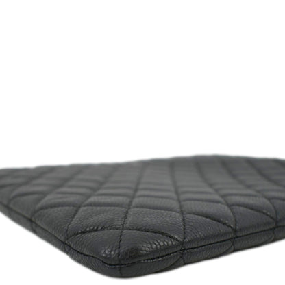 CHANEL Classic O-Case Caviar Leather Zip Pouch Black