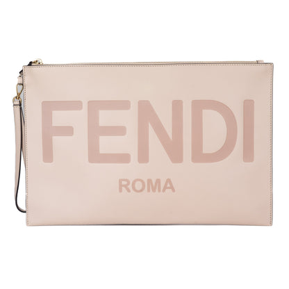 Fendi Large Flat Pouch in Pink Leather
