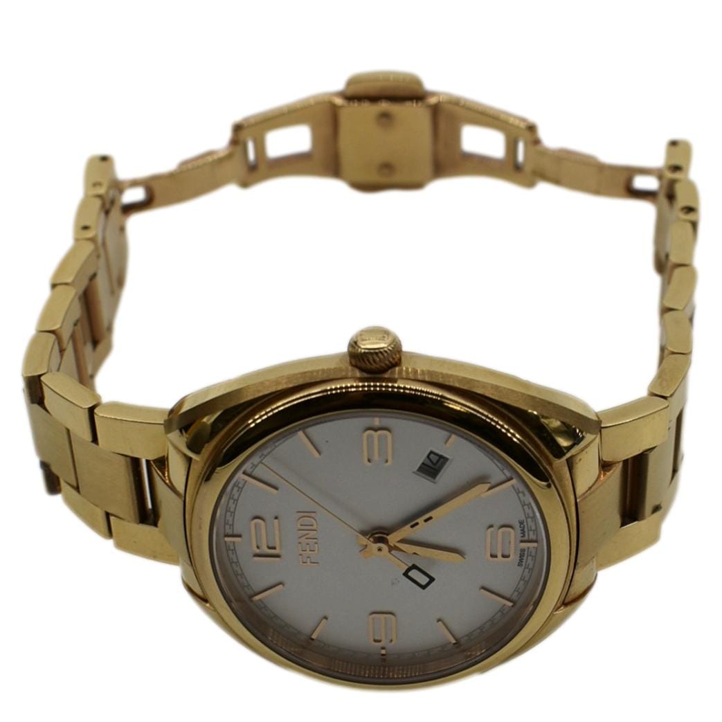 FENDI Momento Swiss Quartz Stainless Steel Date Watch White Dial 34mm