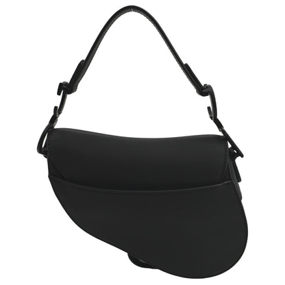CHRISTIAN DIOR Saddle Calfskin Leather Satchel Bag Black