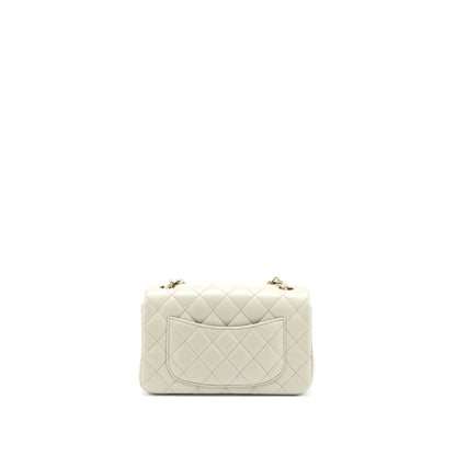 Chanel Mini Rectangular Flap Bag Lambskin Light Grey LGHW (Microchip)