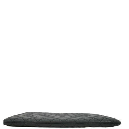 CHANEL Classic O-Case Caviar Leather Zip Pouch Black