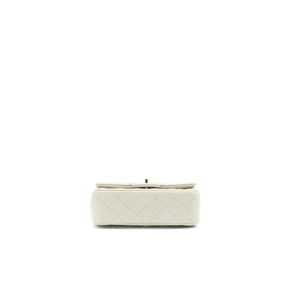 Chanel Mini Rectangular Flap Bag Lambskin Light Grey LGHW (Microchip)