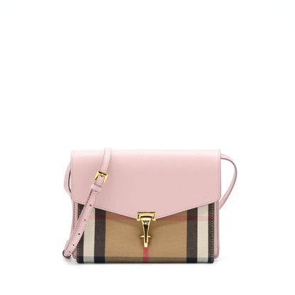 Burberry Small Leather And House Check Crossbody Purse Pale Orchid