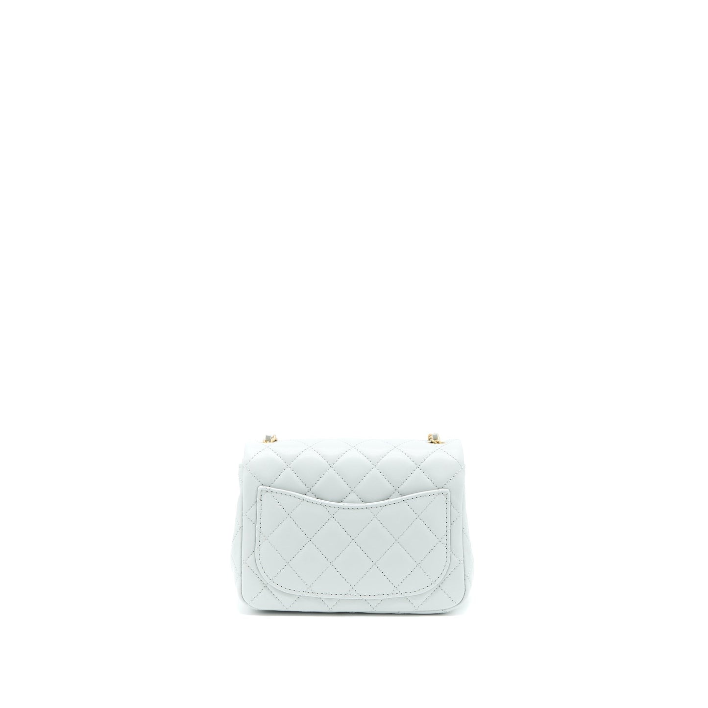 Chanel 23C Pearl Crush Mini Square Lambskin Light Grey GHW (Microchip)