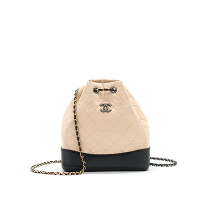 CHANEL GABRIELLE BACKPACK IN AGED CALFSKIN QUILTED LEATHER BEIGE