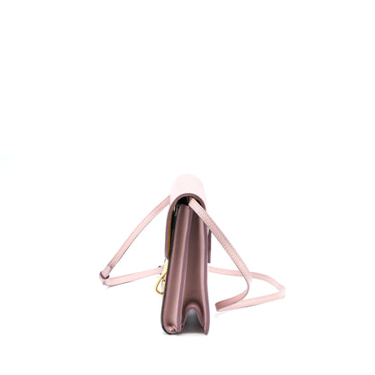 Burberry Small Leather And House Check Crossbody Purse Pale Orchid