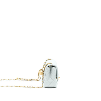 Chanel 23C Pearl Crush Mini Square Lambskin Light Grey GHW (Microchip)
