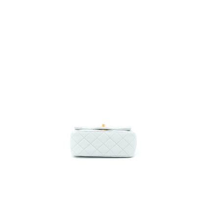 Chanel 23C Pearl Crush Mini Square Lambskin Light Grey GHW (Microchip)