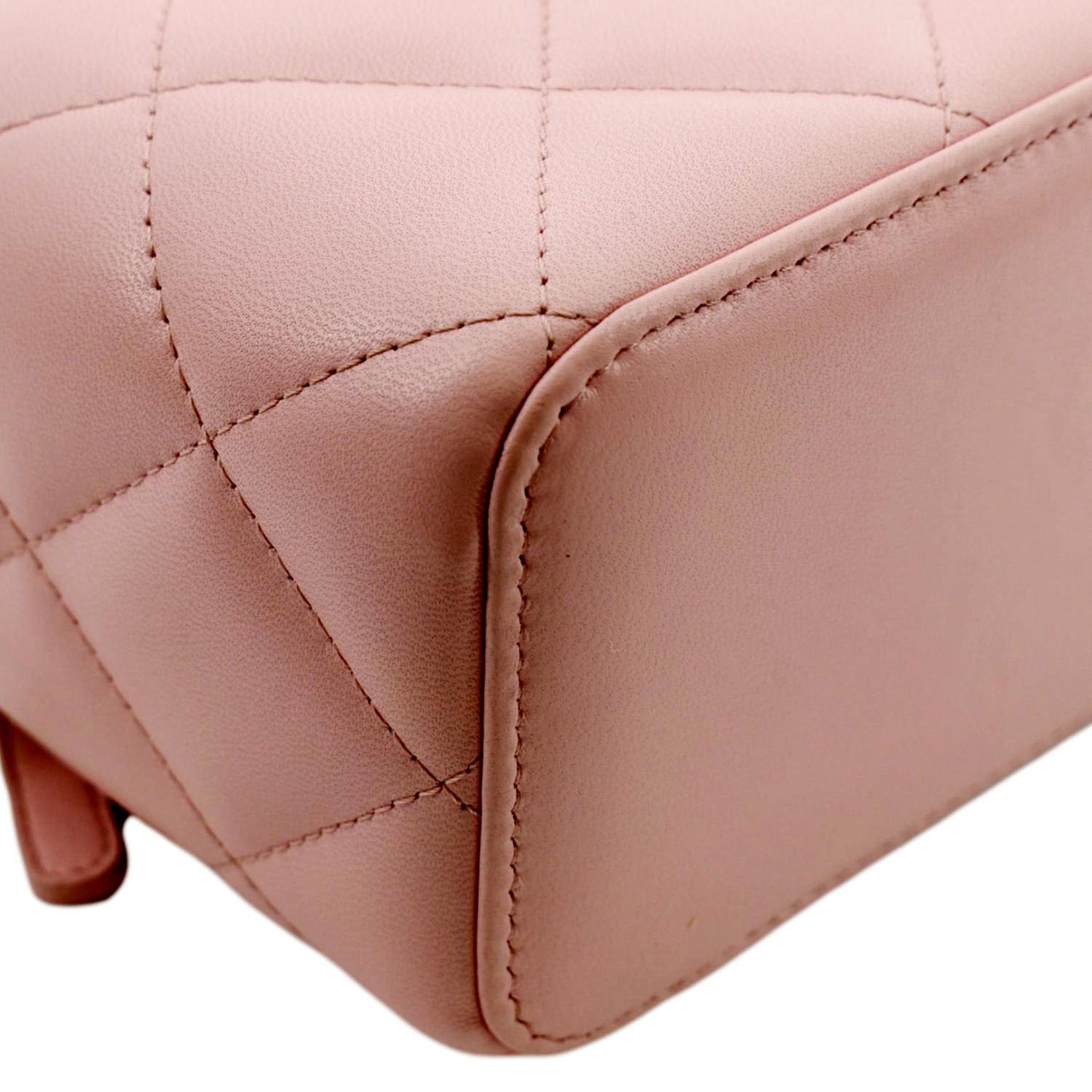 CHANEL Resin Elegant Chain Vanity Case Quilted Leather Shoulder Bag Pink