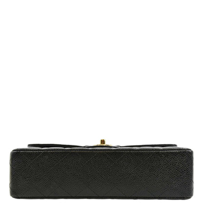 CHANEL Classic Double Flap Caviar Leather Shoulder Bag Black