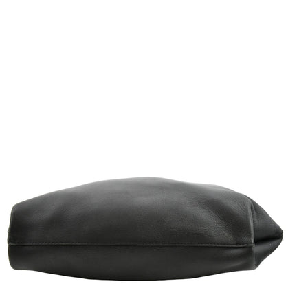 BURBERRY Medium Grommet Smooth Calfskin Hobo Bag Black