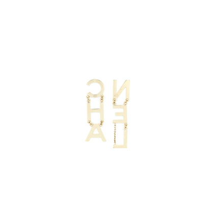 Chanel Giant Letter Drop Earrings Light Gold Tone