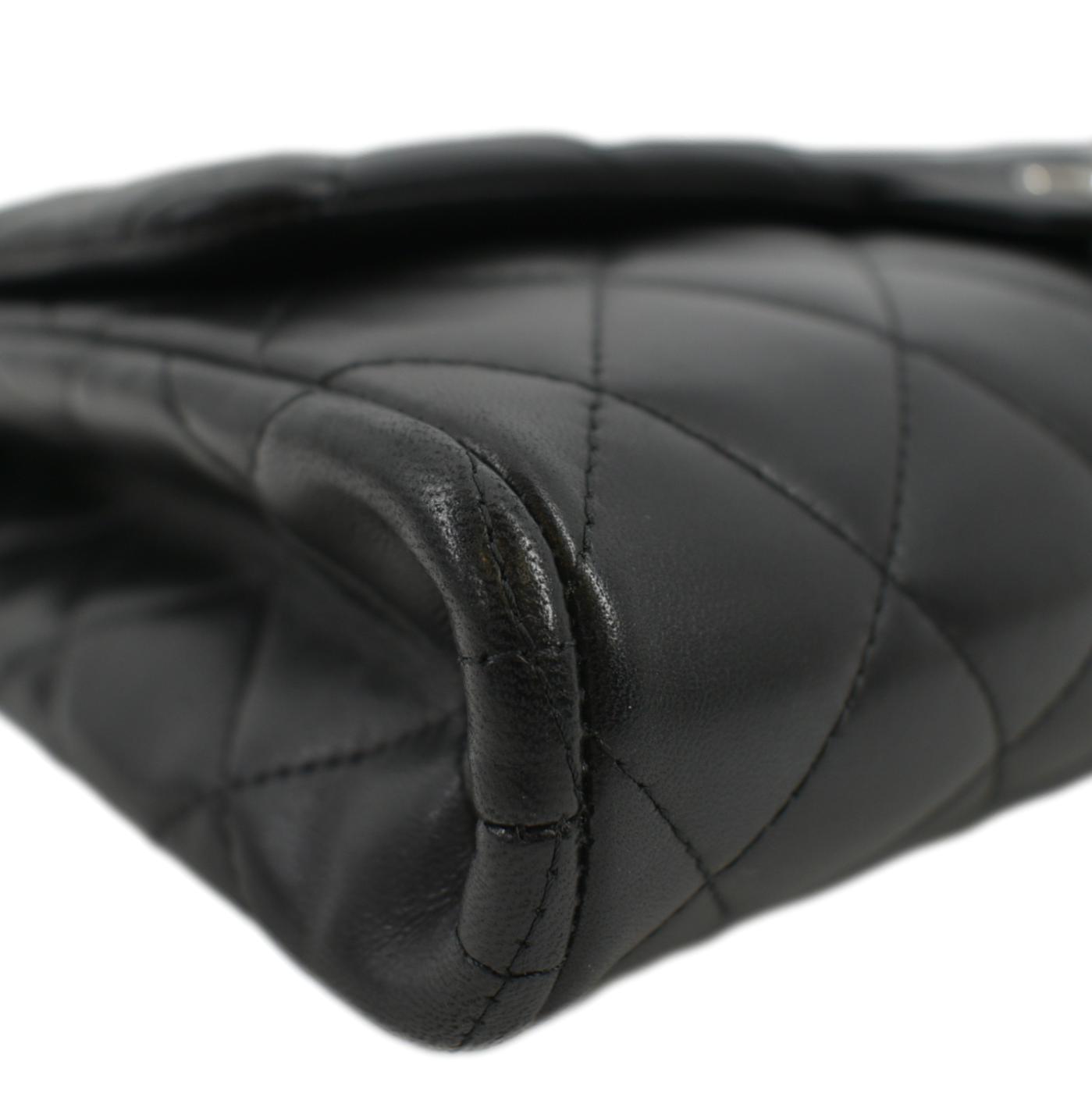 CHANEL Quilted Lambskin Leather Chain Clutch Bag Black