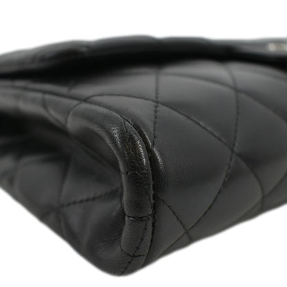 CHANEL Quilted Lambskin Leather Chain Clutch Bag Black