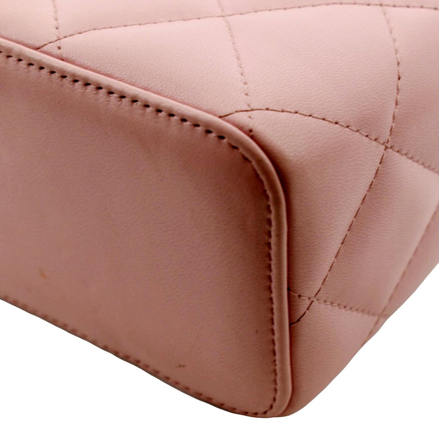 CHANEL Resin Elegant Chain Vanity Case Quilted Leather Shoulder Bag Pink