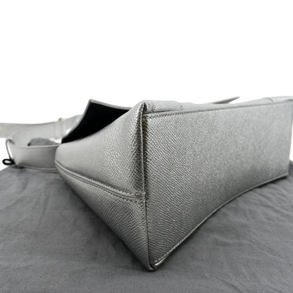 BALENCIAGA Treize Leather Shoulder Bag Metallic Silver