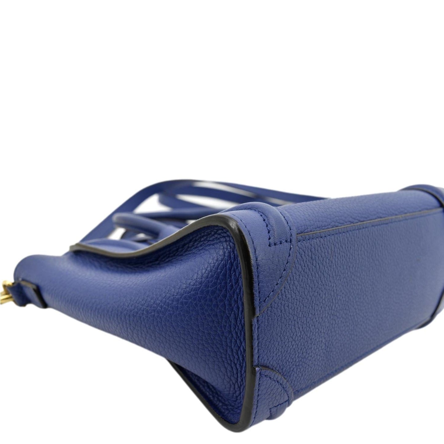 CELINE Nano Luggage Drummed Leather Tote Crossbody Bag Blue