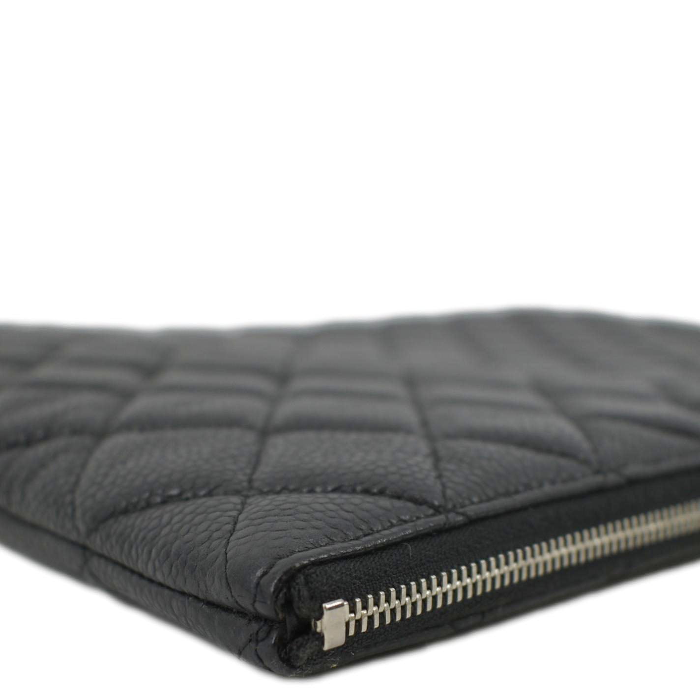 CHANEL Classic O-Case Caviar Leather Zip Pouch Black