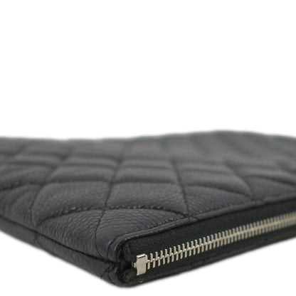 CHANEL Classic O-Case Caviar Leather Zip Pouch Black