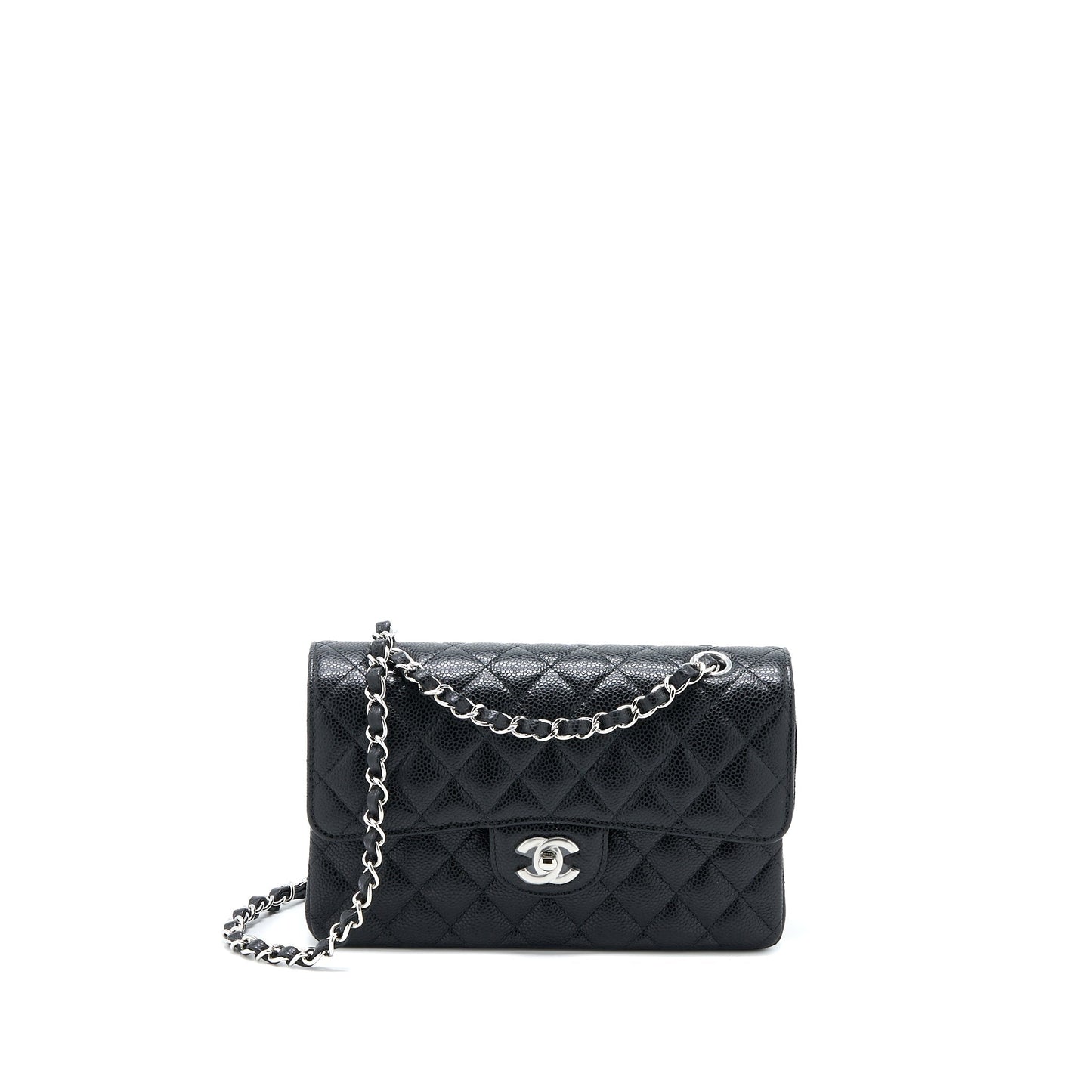 Chanel Small Classic Double Flap Bag Caviar Black SHW (Microchip)