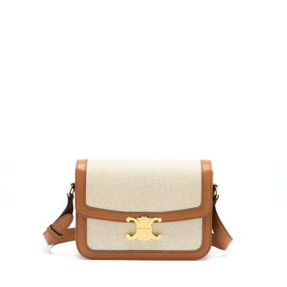 Celine Medium Triomphe Purse in Textile Natural Calfskin
