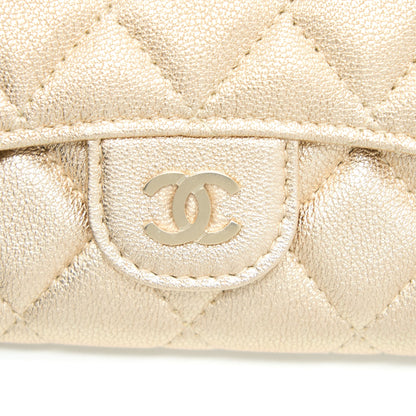 Chanel Quilted Classic Flap Card Holder Lambskin Gold LGHW