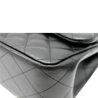 CHANEL Jumbo Double Flap Calfskin Leather Shoulder Bag Black