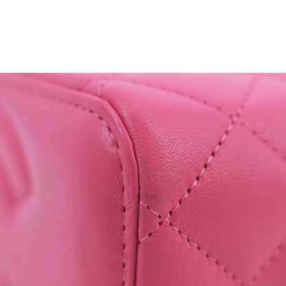 CHANEL Enamel Coco Hearts Small Quilted Leather Crossbody Vanity Case Pink