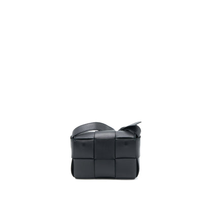 Bottega Veneta Mini Cassette Intrecciato Crossbody Purse Black