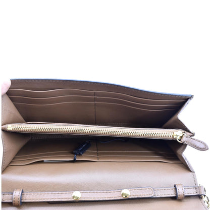 BURBERRY Henley House Check Leather Wallet On Chain Crossbody Bag Brown