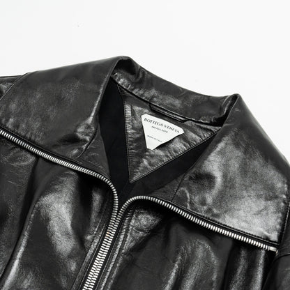 BOTTEGA VENETA Size Pre Fall 2020 Hooded Shell-trimmed Coat Shiny Lambskin Black