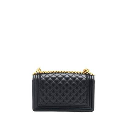 Chanel Medium Boy Bag Caviar Black Brushed GHW (Microchip)
