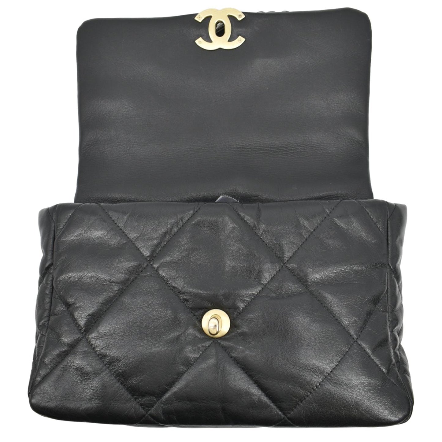 CHANEL 19 Medium Quilted Lambskin Leather Flap Shoulder Bag Black
