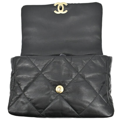 CHANEL 19 Medium Quilted Lambskin Leather Flap Shoulder Bag Black