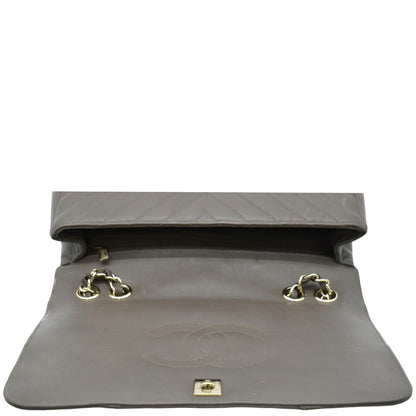 CHANEL Statement Medium Flap Quilted Chevron Crossbody Bag Khaki