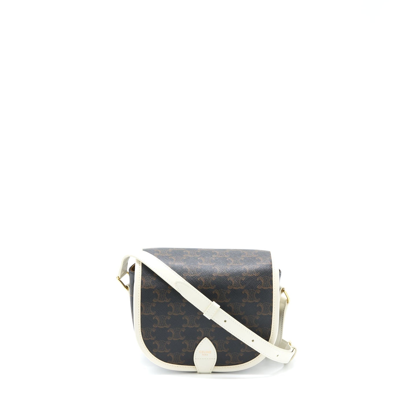 Celine Medium Folco Purse Triomphe Canvas/White