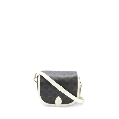 Celine Medium Folco Purse Triomphe Canvas/White