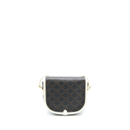 Celine Medium Folco Purse Triomphe Canvas/White
