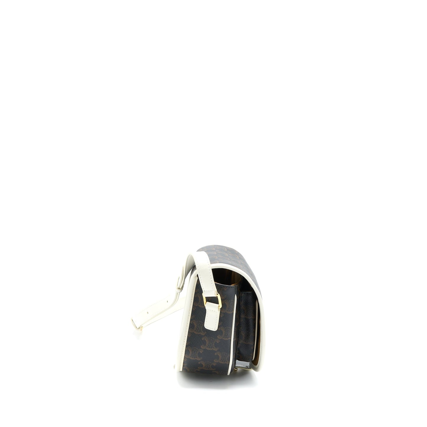 Celine Medium Folco Purse Triomphe Canvas/White
