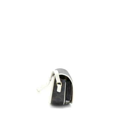 Celine Medium Folco Purse Triomphe Canvas/White