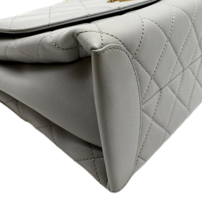 CHANEL Trendy Spirit Top Handle Quilted Leather Shoulder Bag Grey